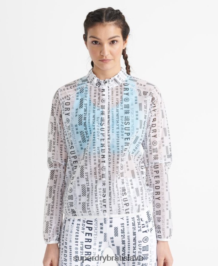 Superdry ženy bežecká membránová bunda 6B4ZTR5734 oblečenie biely