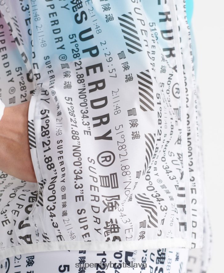 Superdry ženy bežecká membránová bunda 6B4ZTR5734 oblečenie biely