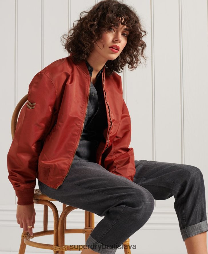 Superdry ženy bomber bunda ma1 6B4ZTR3837 oblečenie červená