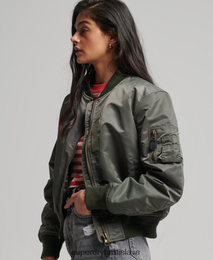 Superdry ženy bomber bunda ma1 6B4ZTR5644 oblečenie zelená