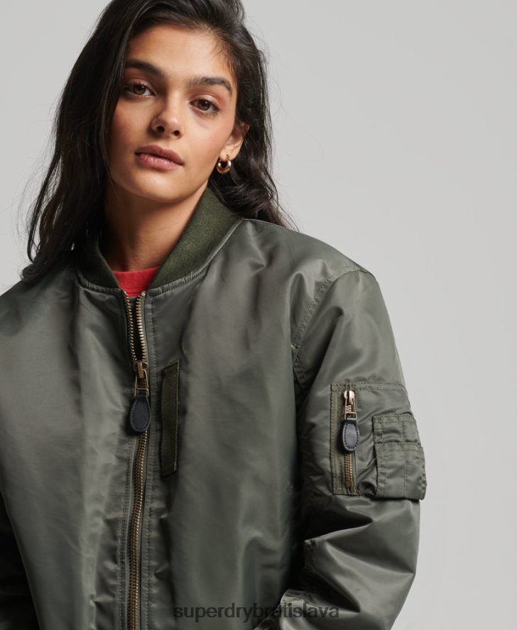 Superdry ženy bomber bunda ma1 6B4ZTR5644 oblečenie zelená