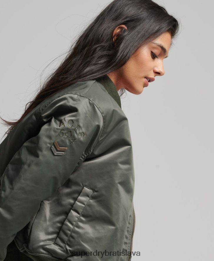 Superdry ženy bomber bunda ma1 6B4ZTR5644 oblečenie zelená