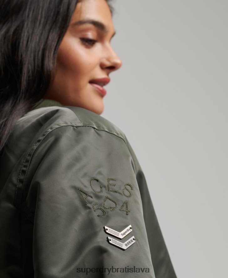 Superdry ženy bomber bunda ma1 6B4ZTR5644 oblečenie zelená