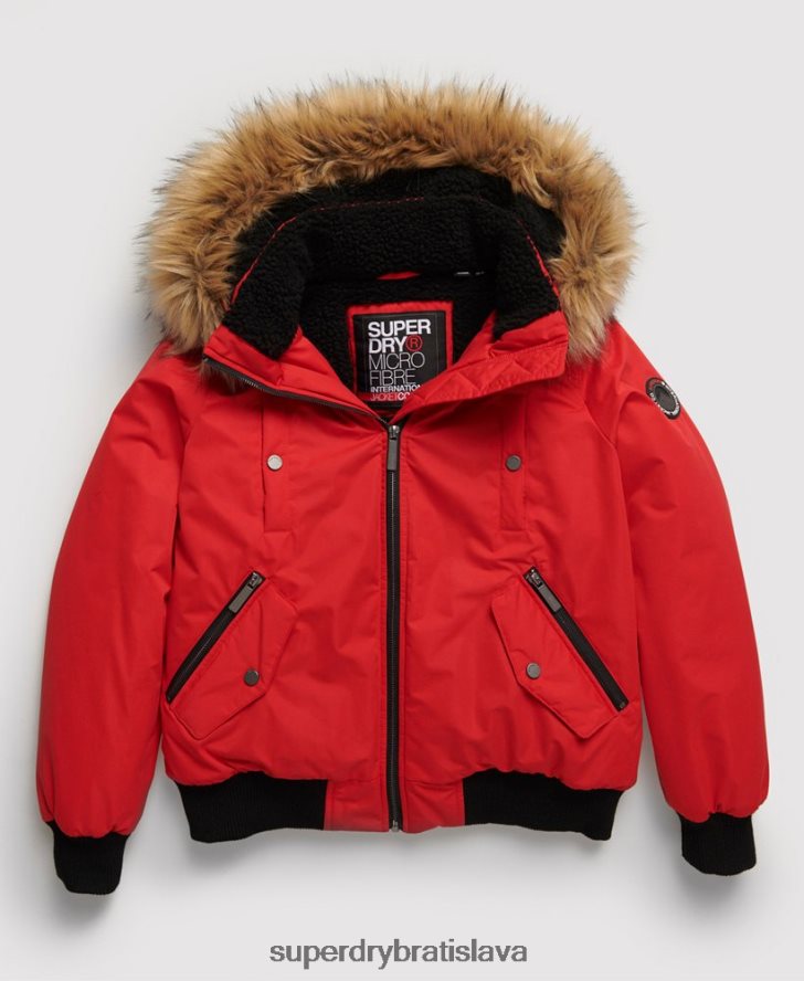 Superdry ženy bomber bunda z mikrovlákna 6B4ZTR5685 oblečenie červená