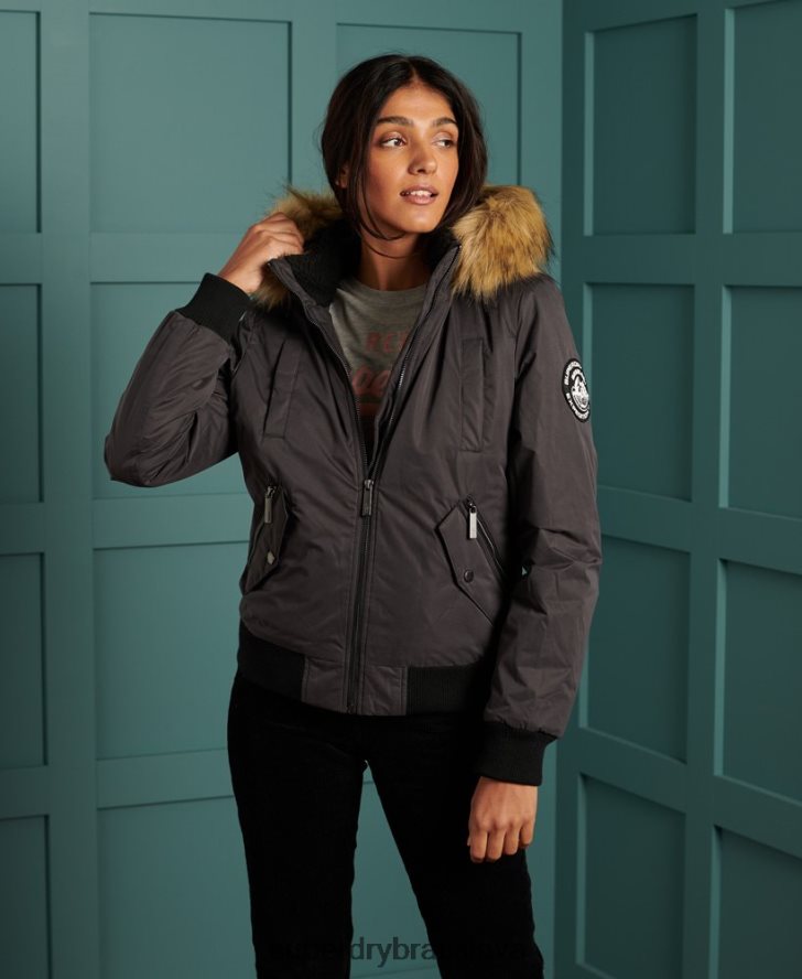 Superdry ženy bomber bunda z mikrovlákna 6B4ZTR5712 oblečenie čierna