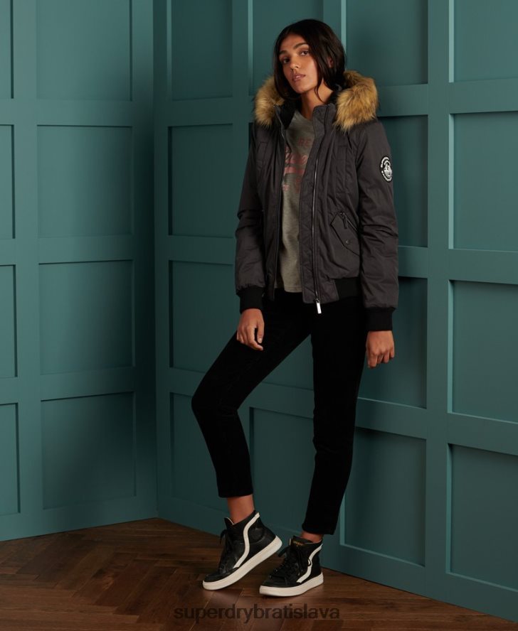 Superdry ženy bomber bunda z mikrovlákna 6B4ZTR5712 oblečenie čierna