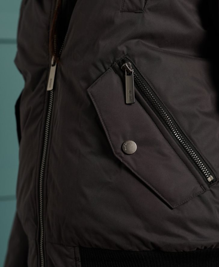 Superdry ženy bomber bunda z mikrovlákna 6B4ZTR5712 oblečenie čierna