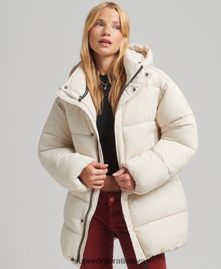 Superdry ženy bunda xpd cocoon vystužená parka 6B4ZTR5496 oblečenie krém