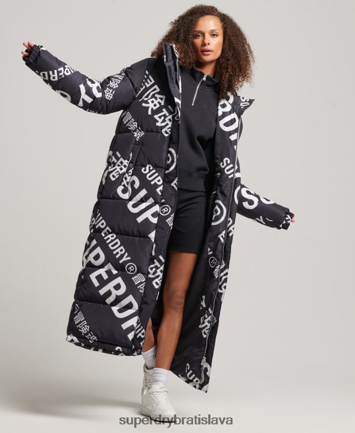 Superdry ženy celoplošná bunda s dlhým vlascom 6B4ZTR5653 oblečenie čierna