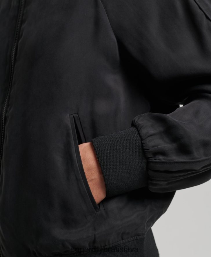 Superdry ženy cupro bomber bunda 6B4ZTR5606 oblečenie čierna
