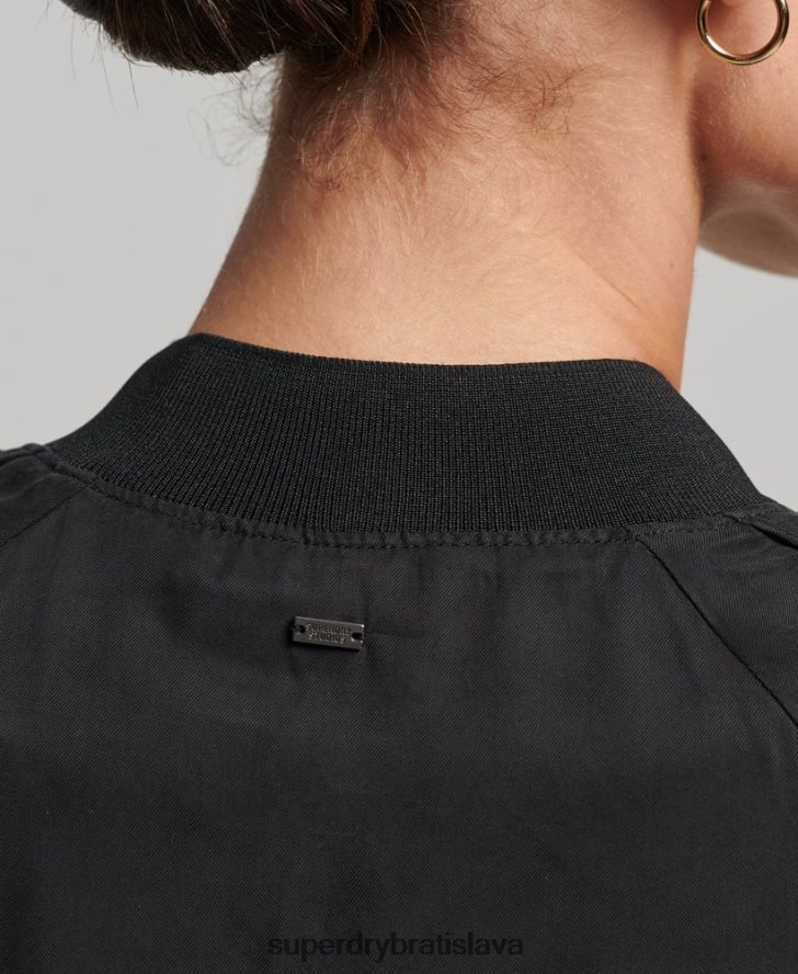 Superdry ženy cupro bomber bunda 6B4ZTR5606 oblečenie čierna