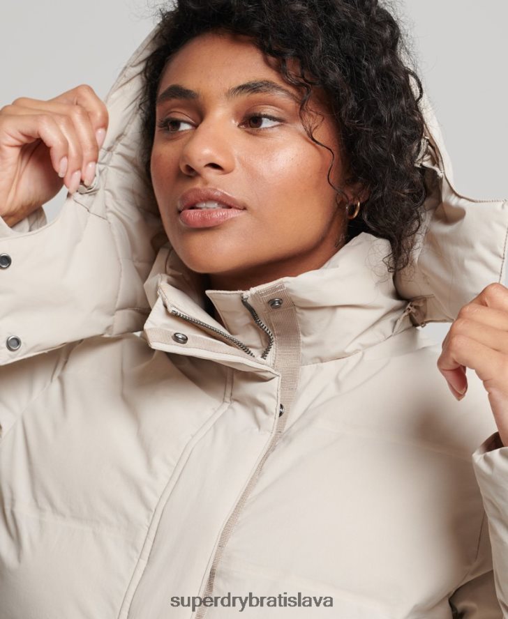 Superdry ženy cvičebná boxy puffer bunda 6B4ZTR5548 oblečenie béžová