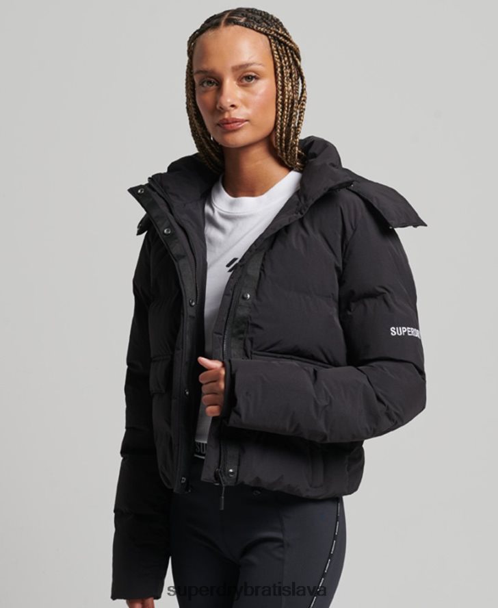 Superdry ženy cvičebná boxy puffer bunda 6B4ZTR5596 oblečenie čierna