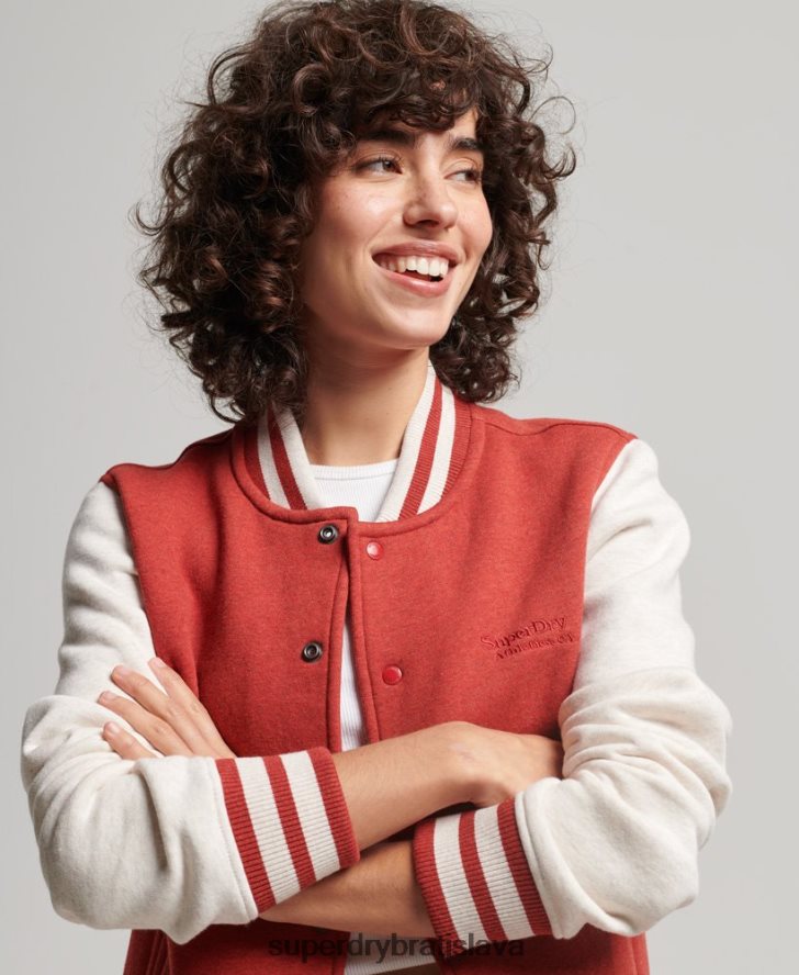 Superdry ženy džersejová bomber bunda s vintage logom 6B4ZTR3317 oblečenie červená