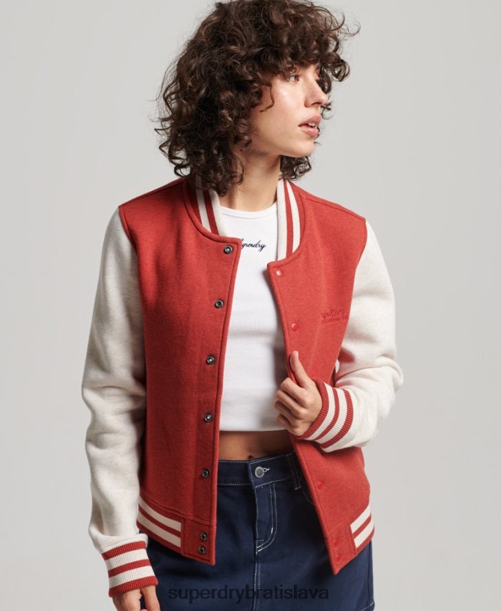 Superdry ženy džersejová bomber bunda s vintage logom 6B4ZTR3317 oblečenie červená