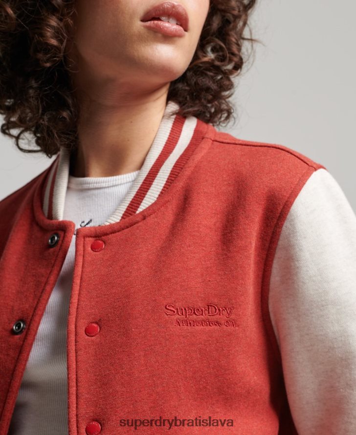 Superdry ženy džersejová bomber bunda s vintage logom 6B4ZTR3317 oblečenie červená