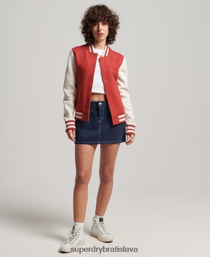 Superdry ženy džersejová bomber bunda s vintage logom 6B4ZTR3317 oblečenie červená