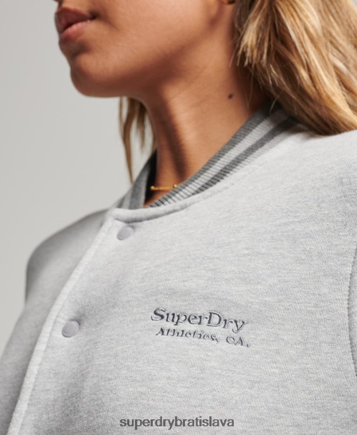 Superdry ženy džersejová bomber bunda s vintage logom 6B4ZTR3325 oblečenie sivá