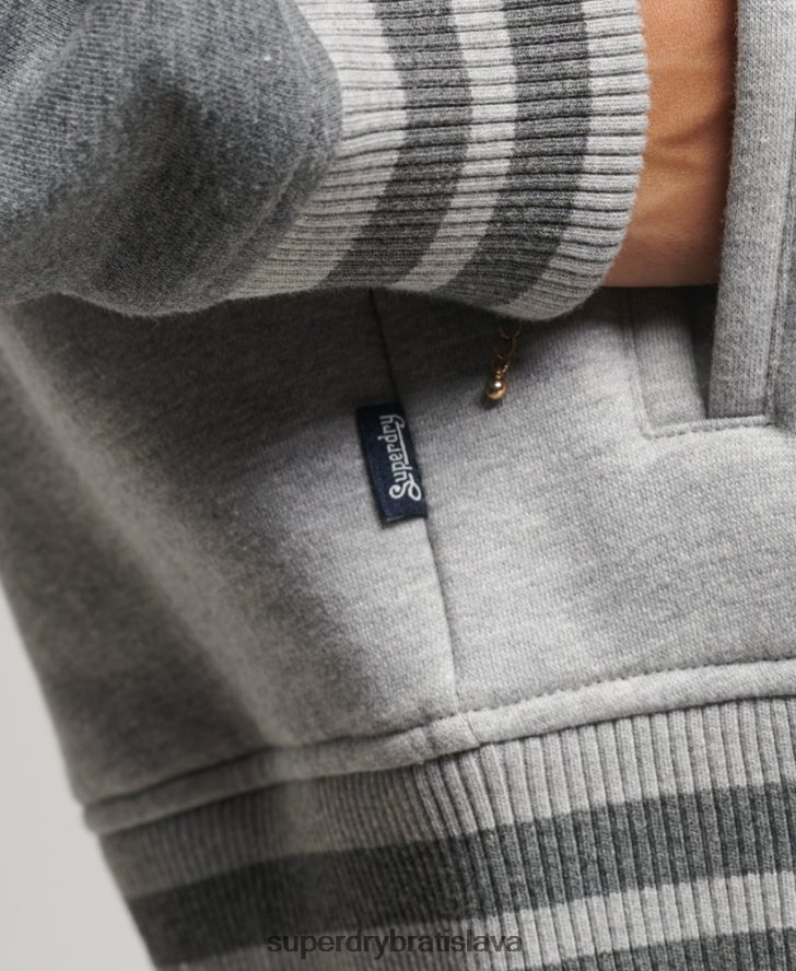 Superdry ženy džersejová bomber bunda s vintage logom 6B4ZTR3325 oblečenie sivá