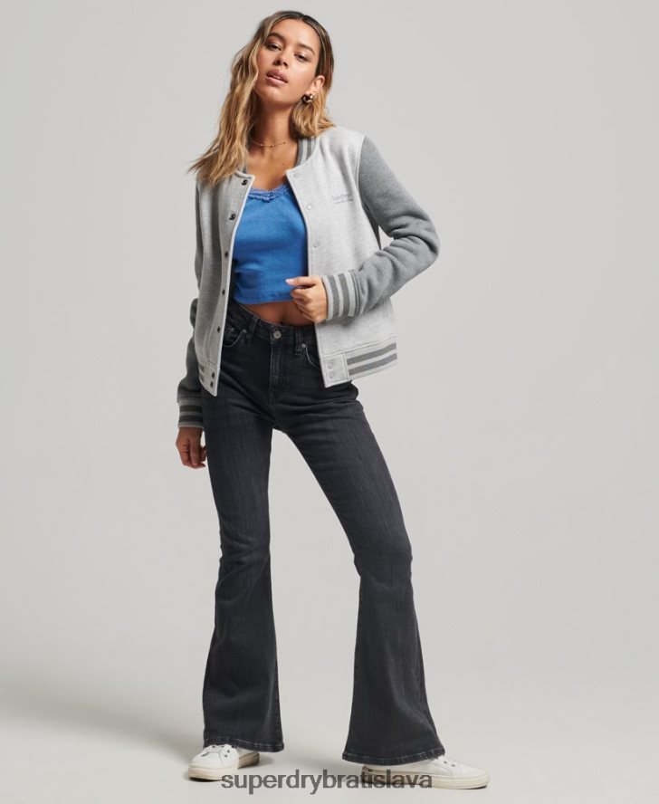 Superdry ženy džersejová bomber bunda s vintage logom 6B4ZTR3325 oblečenie sivá