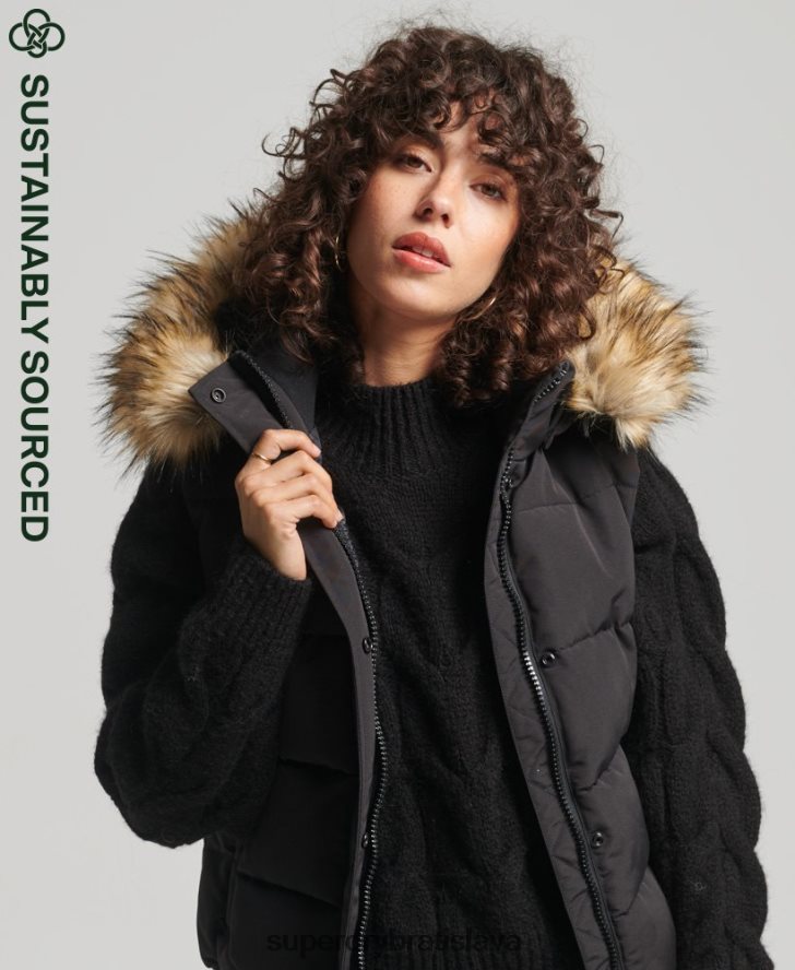 Superdry ženy ella gilet 6B4ZTR5533 oblečenie čierna