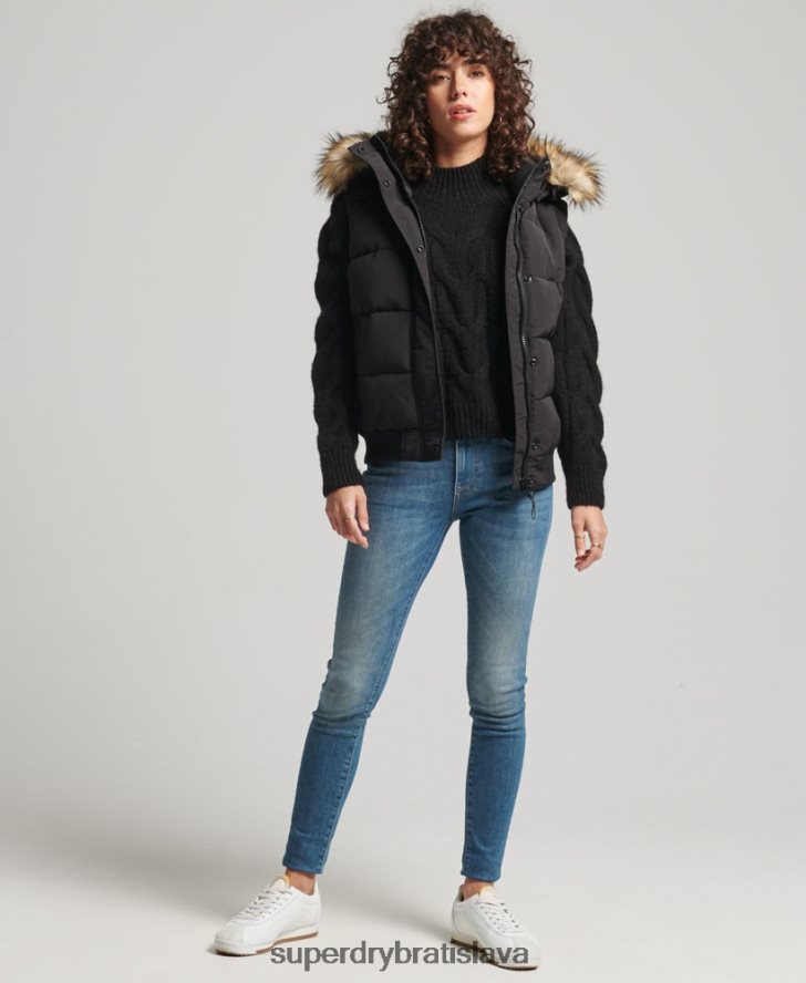 Superdry ženy ella gilet 6B4ZTR5533 oblečenie čierna