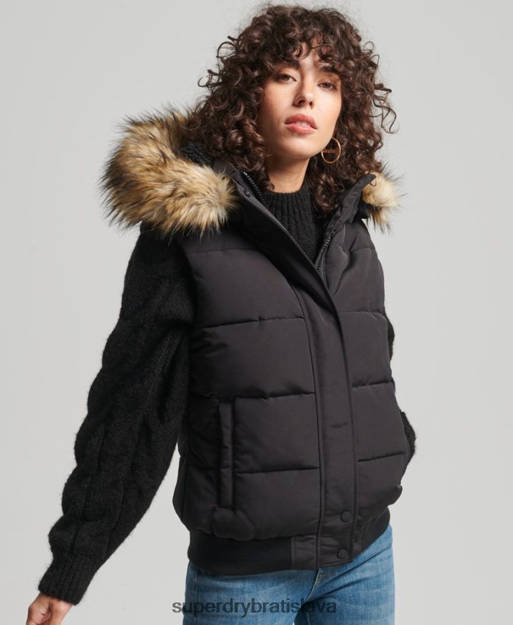 Superdry ženy ella gilet 6B4ZTR5533 oblečenie čierna