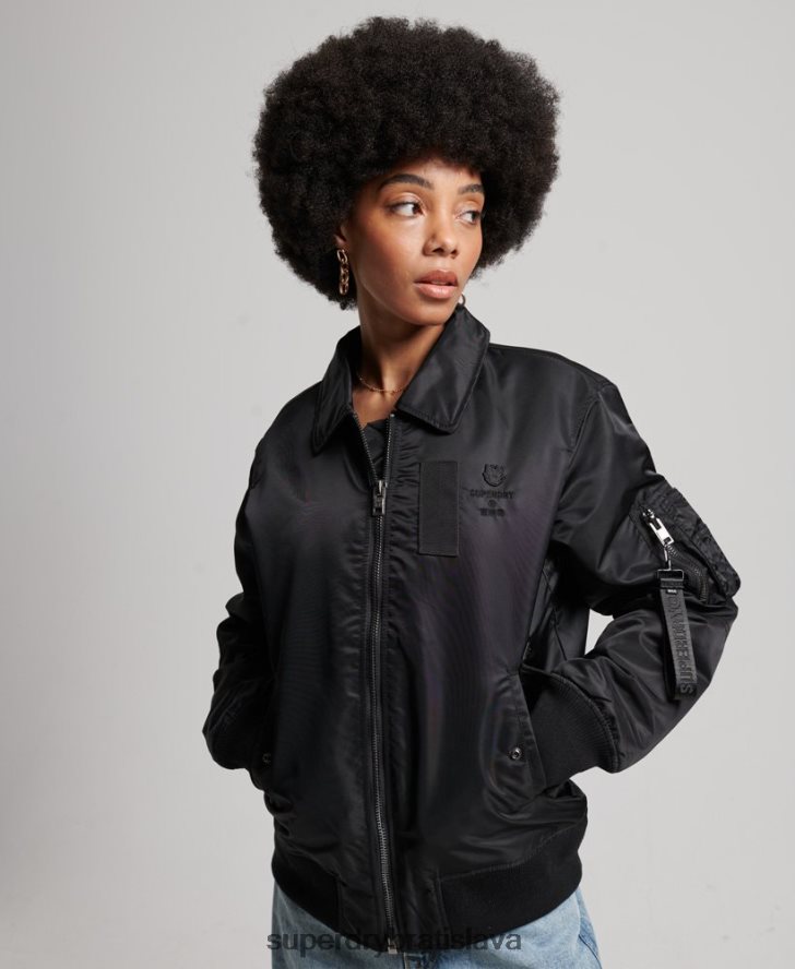 Superdry ženy energy ma2 bomber bunda 6B4ZTR5420 oblečenie čierna