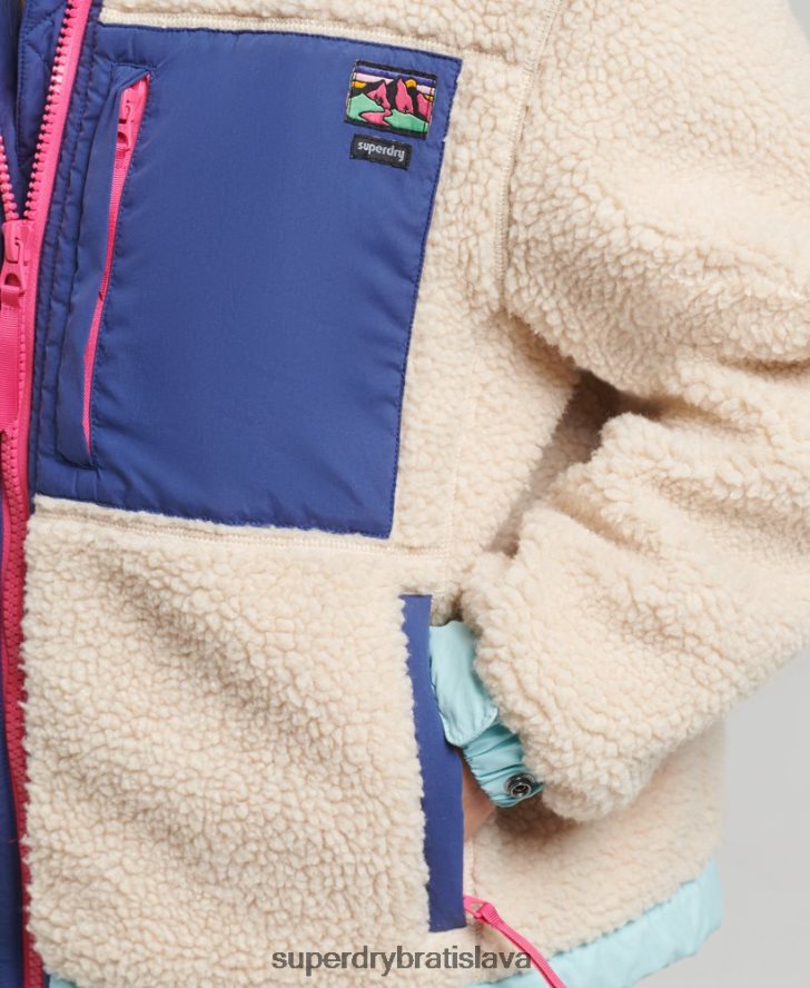 Superdry ženy šerpa bunda s kapucňou 6B4ZTR3788 oblečenie krém
