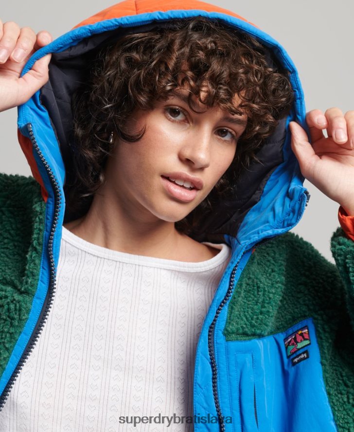 Superdry ženy šerpa bunda s kapucňou 6B4ZTR5658 oblečenie zelená