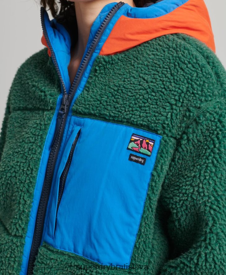 Superdry ženy šerpa bunda s kapucňou 6B4ZTR5658 oblečenie zelená