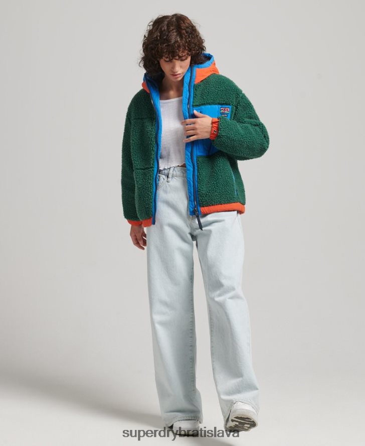 Superdry ženy šerpa bunda s kapucňou 6B4ZTR5658 oblečenie zelená