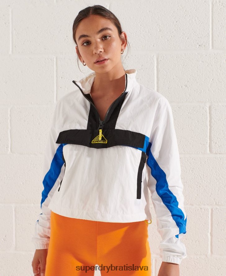 Superdry ženy farebná pásová bunda 6B4ZTR5526 oblečenie biely