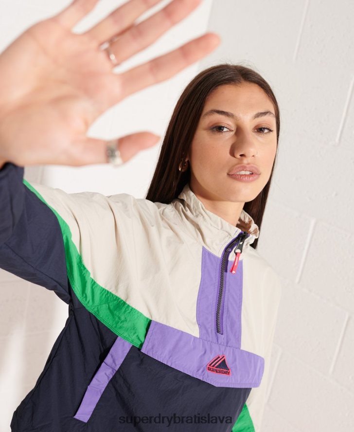 Superdry ženy farebná pásová bunda 6B4ZTR5592 oblečenie námorníctvo