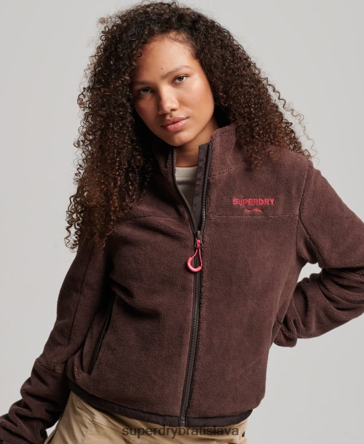 Superdry ženy fleecová trekingová bunda 6B4ZTR3559 oblečenie hnedá