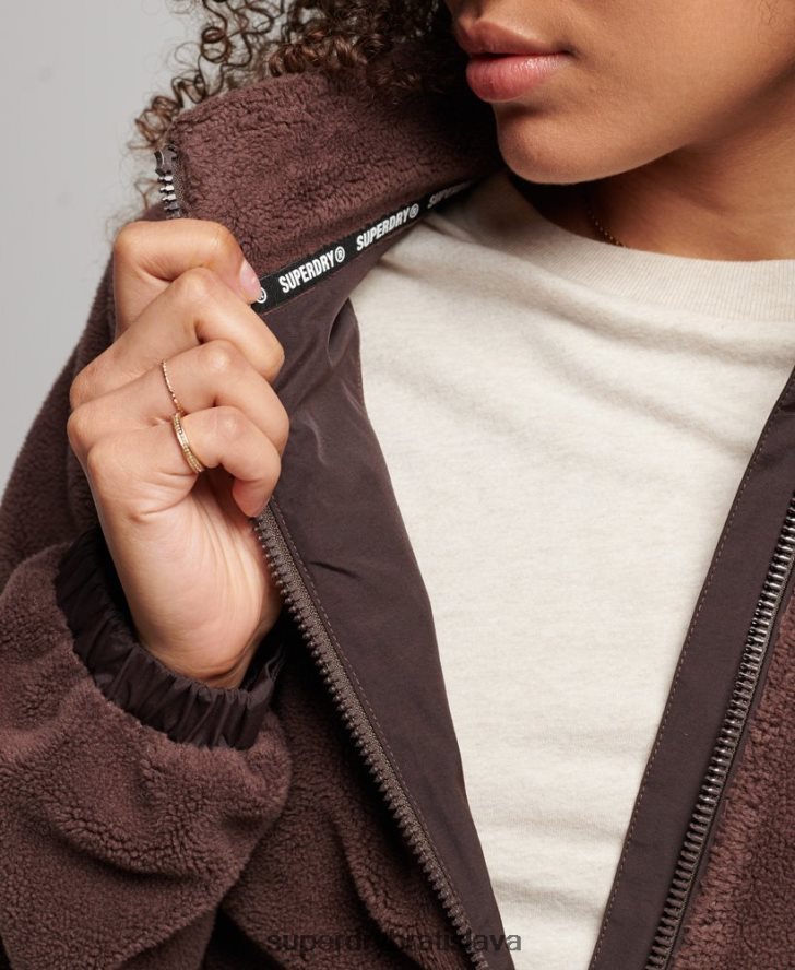 Superdry ženy fleecová trekingová bunda 6B4ZTR3559 oblečenie hnedá