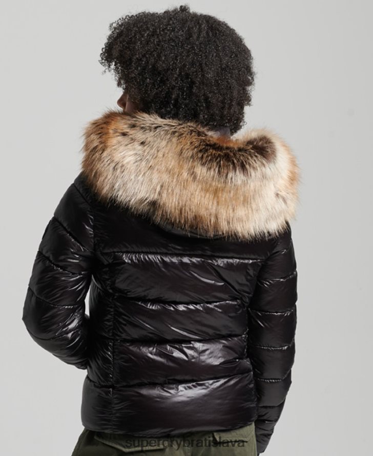 Superdry ženy horská bunda s kapucňou Fuji 6B4ZTR5610 oblečenie čierna