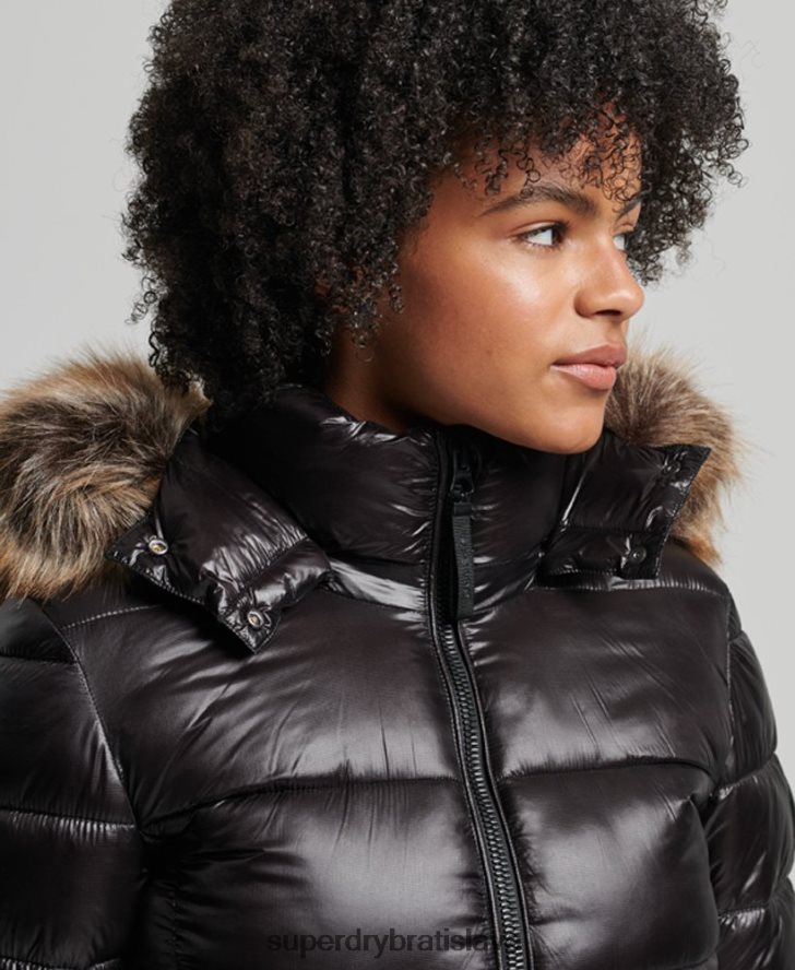 Superdry ženy horská bunda s kapucňou Fuji 6B4ZTR5610 oblečenie čierna