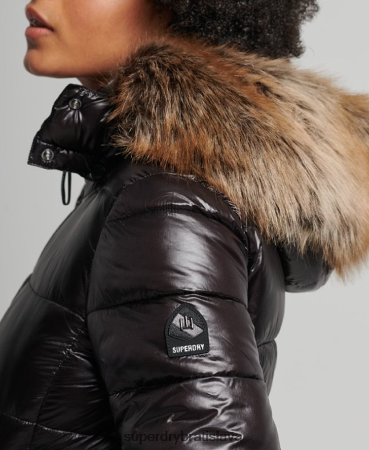 Superdry ženy horská bunda s kapucňou Fuji 6B4ZTR5610 oblečenie čierna