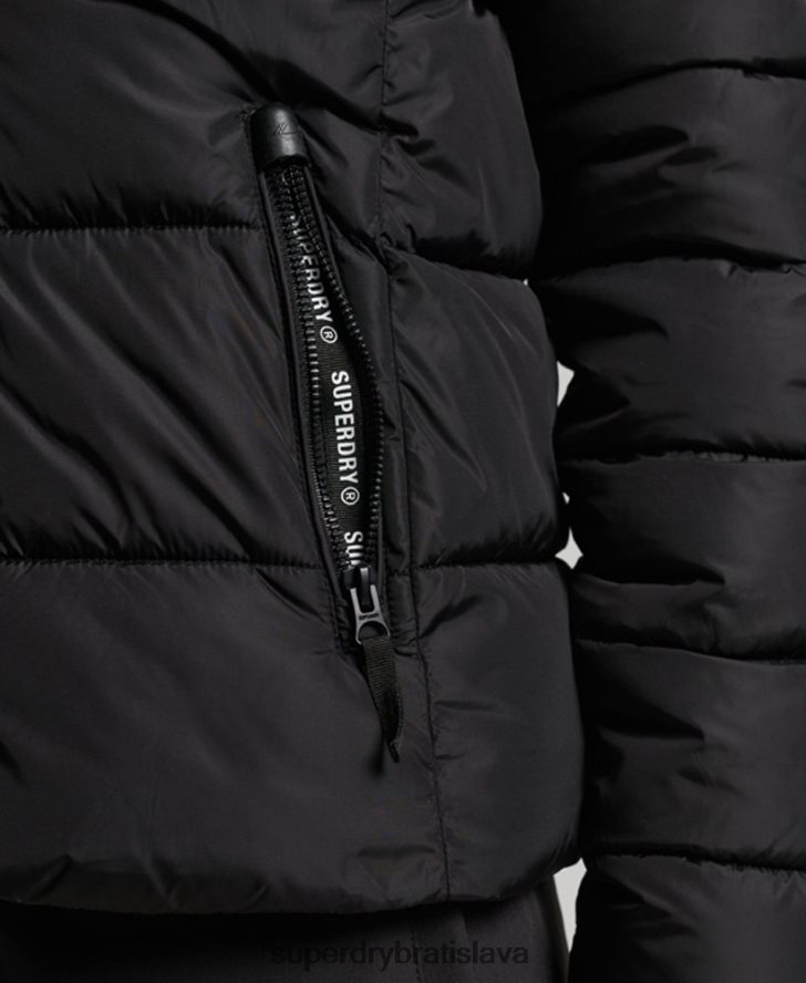 Superdry ženy horská bunda s kapucňou fuji luxe 6B4ZTR5504 oblečenie čierna