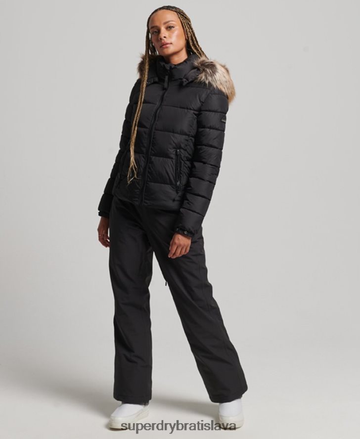 Superdry ženy horská bunda s kapucňou fuji luxe 6B4ZTR5504 oblečenie čierna