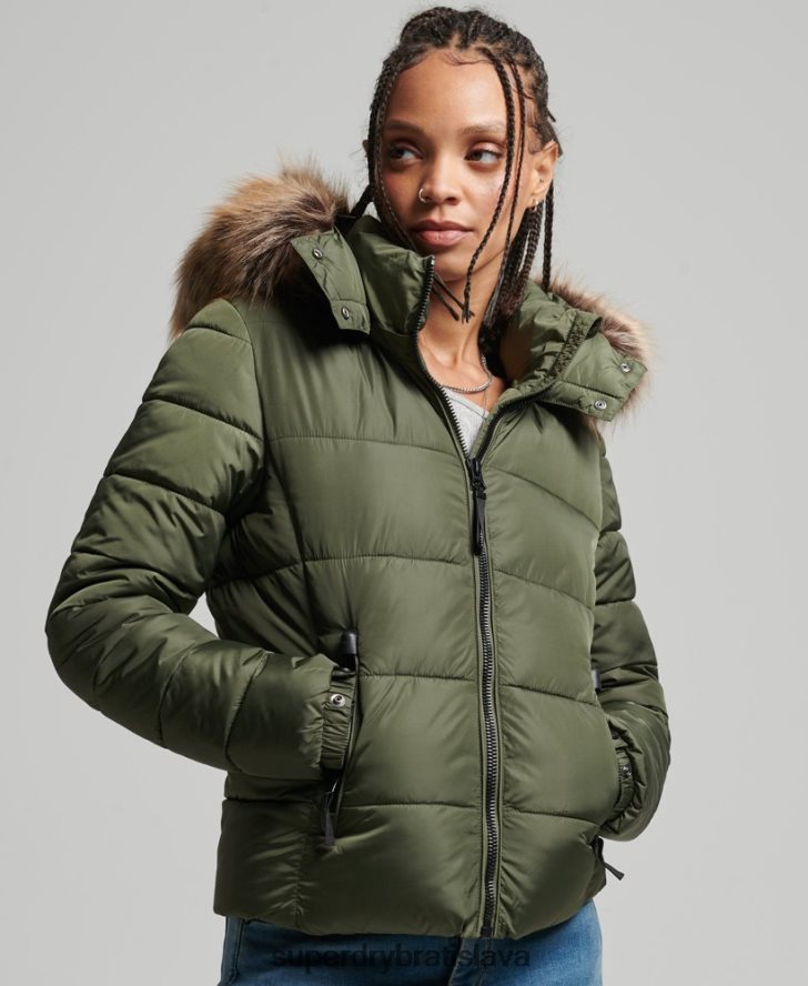 Superdry ženy horská bunda s kapucňou fuji luxe 6B4ZTR5558 oblečenie kaki