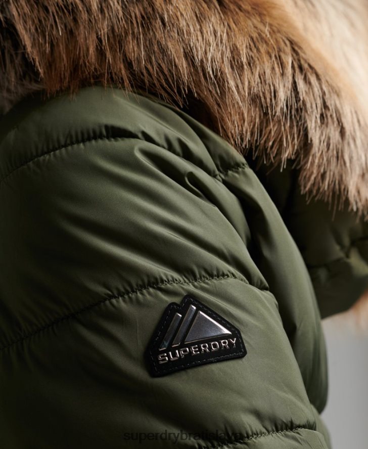 Superdry ženy horská bunda s kapucňou fuji luxe 6B4ZTR5558 oblečenie kaki