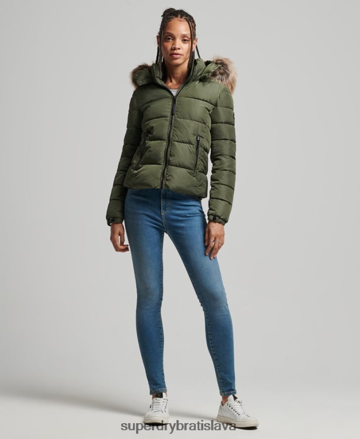 Superdry ženy horská bunda s kapucňou fuji luxe 6B4ZTR5558 oblečenie kaki