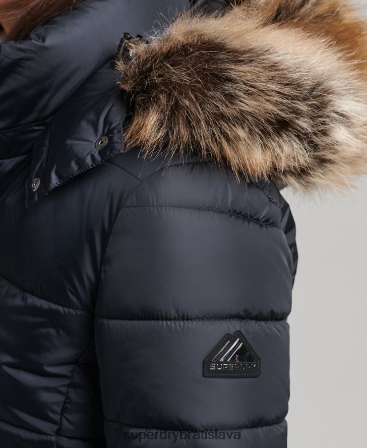 Superdry ženy horská bunda s kapucňou fuji luxe 6B4ZTR5559 oblečenie námorníctvo