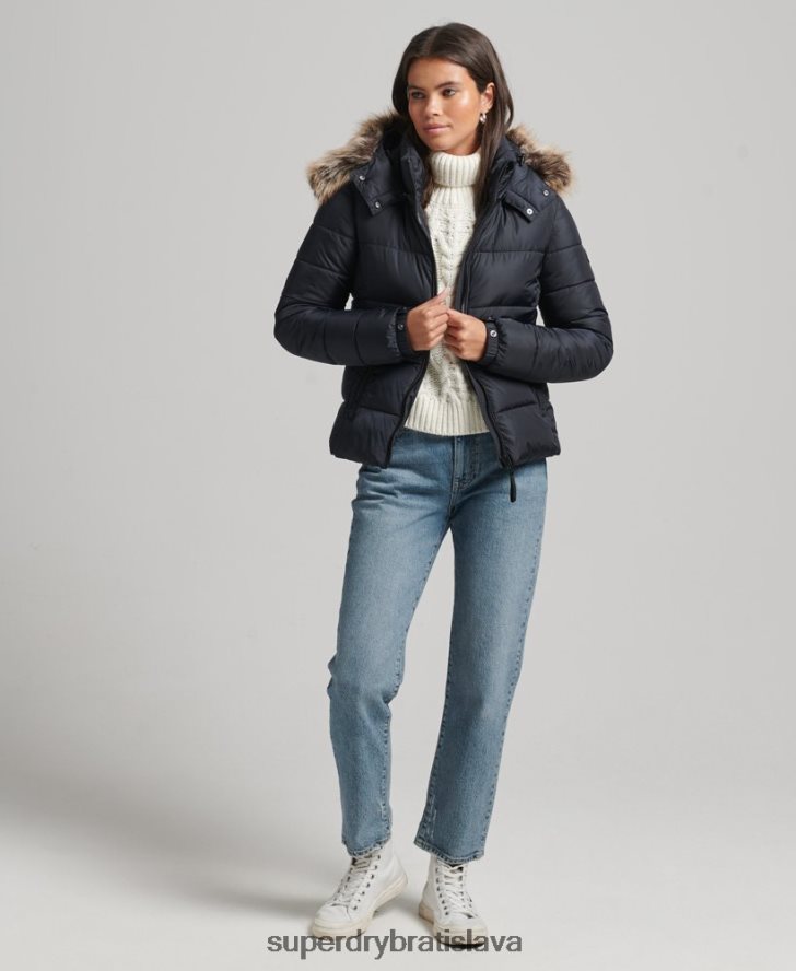 Superdry ženy horská bunda s kapucňou fuji luxe 6B4ZTR5559 oblečenie námorníctvo
