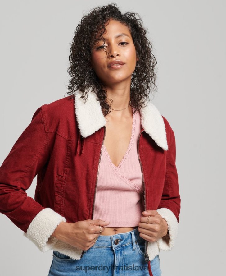 Superdry ženy indie bunda s podšívkou Borg 6B4ZTR5572 oblečenie červená
