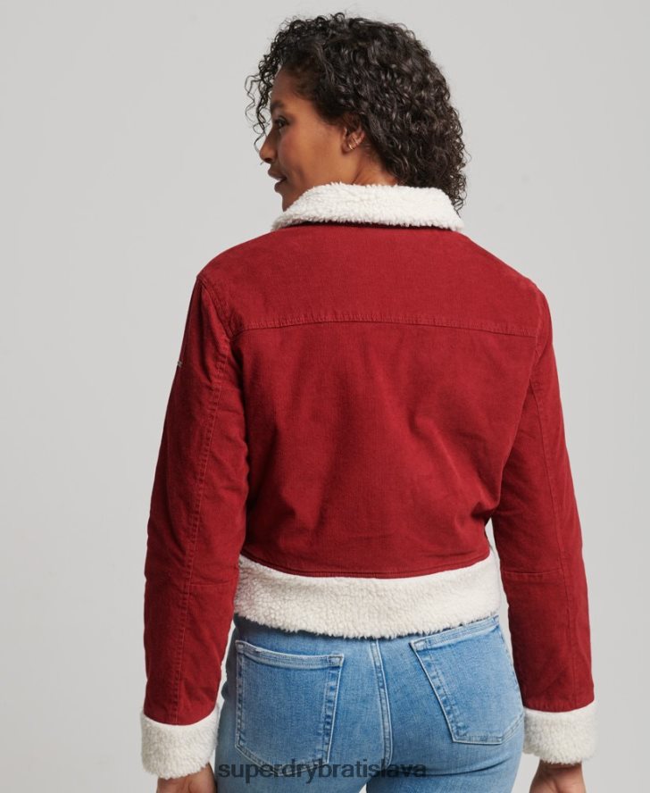 Superdry ženy indie bunda s podšívkou Borg 6B4ZTR5572 oblečenie červená