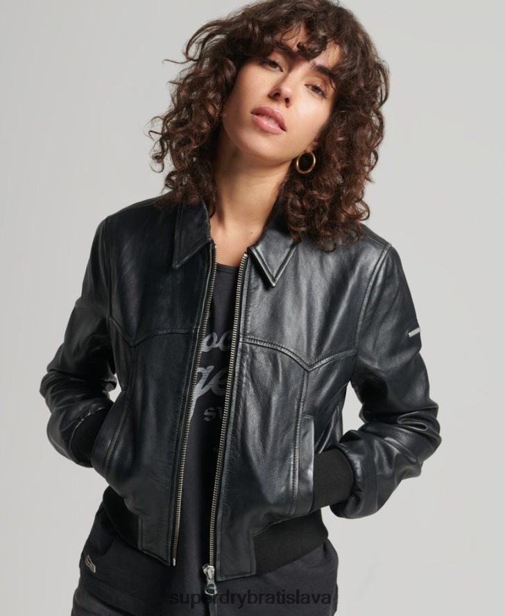 Superdry ženy indie klubová bunda 6B4ZTR5413 oblečenie čierna