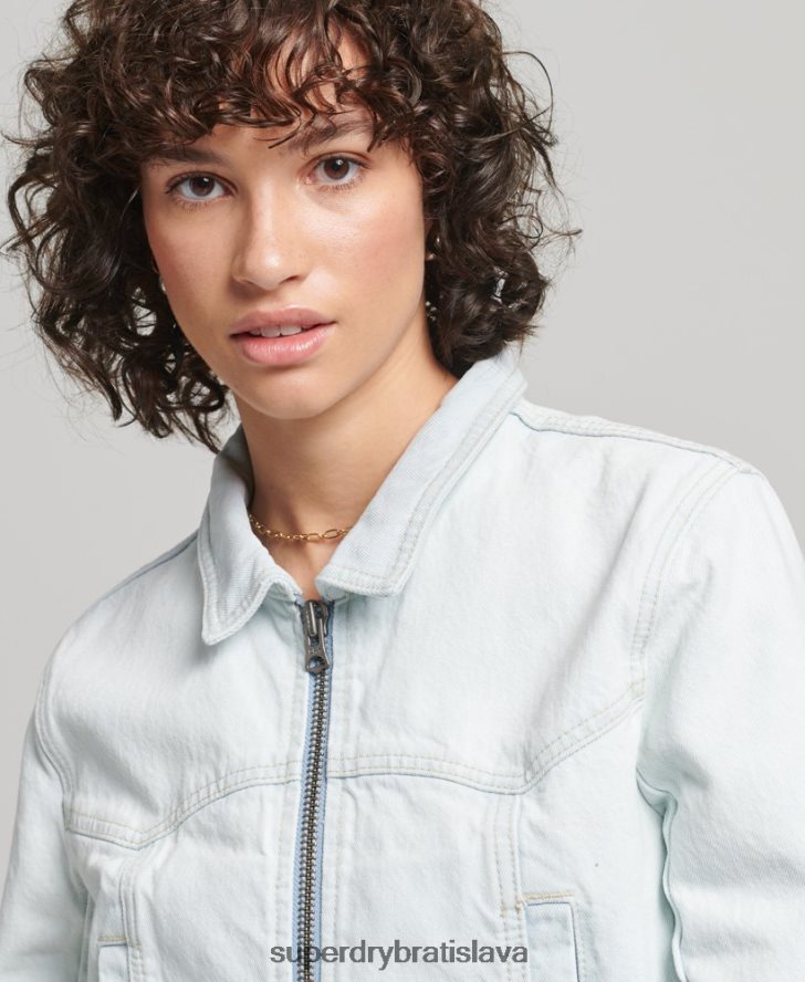 Superdry ženy indie klubová džínsová bunda 6B4ZTR3552 oblečenie svetlo modrá